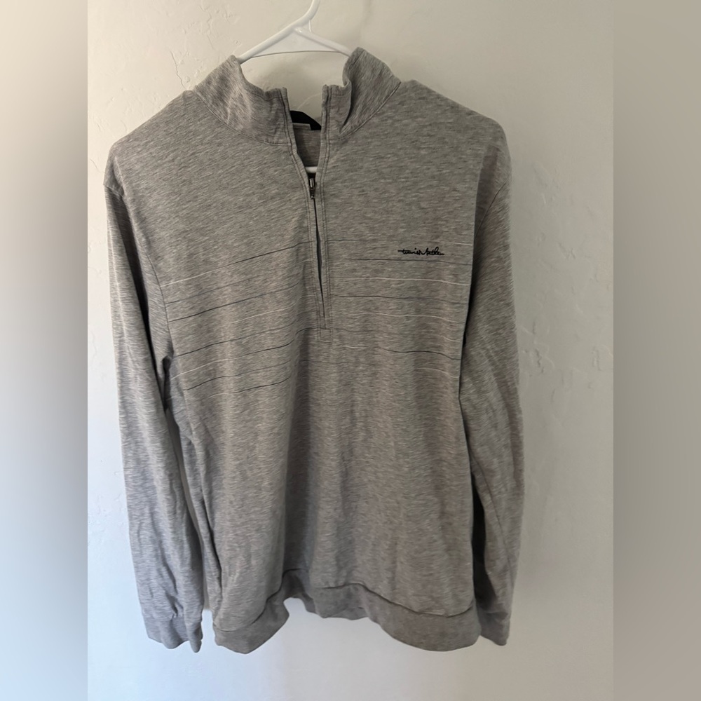 Travis Mathew 1/4 Zip Pullover Sweatshirt - Heather Grey Golf - Medium